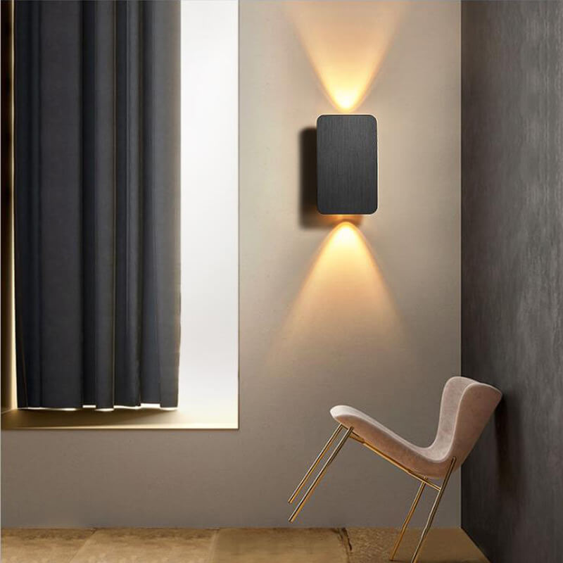 Scandinavian Minimalist Glass Rectangular LED Wall Sconce Light 2-light