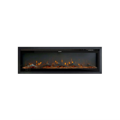 Slim Wall Mounted Electric Fireplace 40/50/60 Inch – 12 Flame Colours, Thermostat & Remote Control