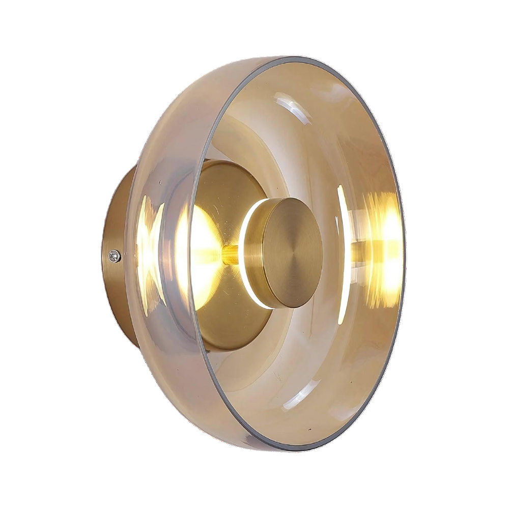 Minimal Brass & Glass Round Wall Sconce LED 1-Light