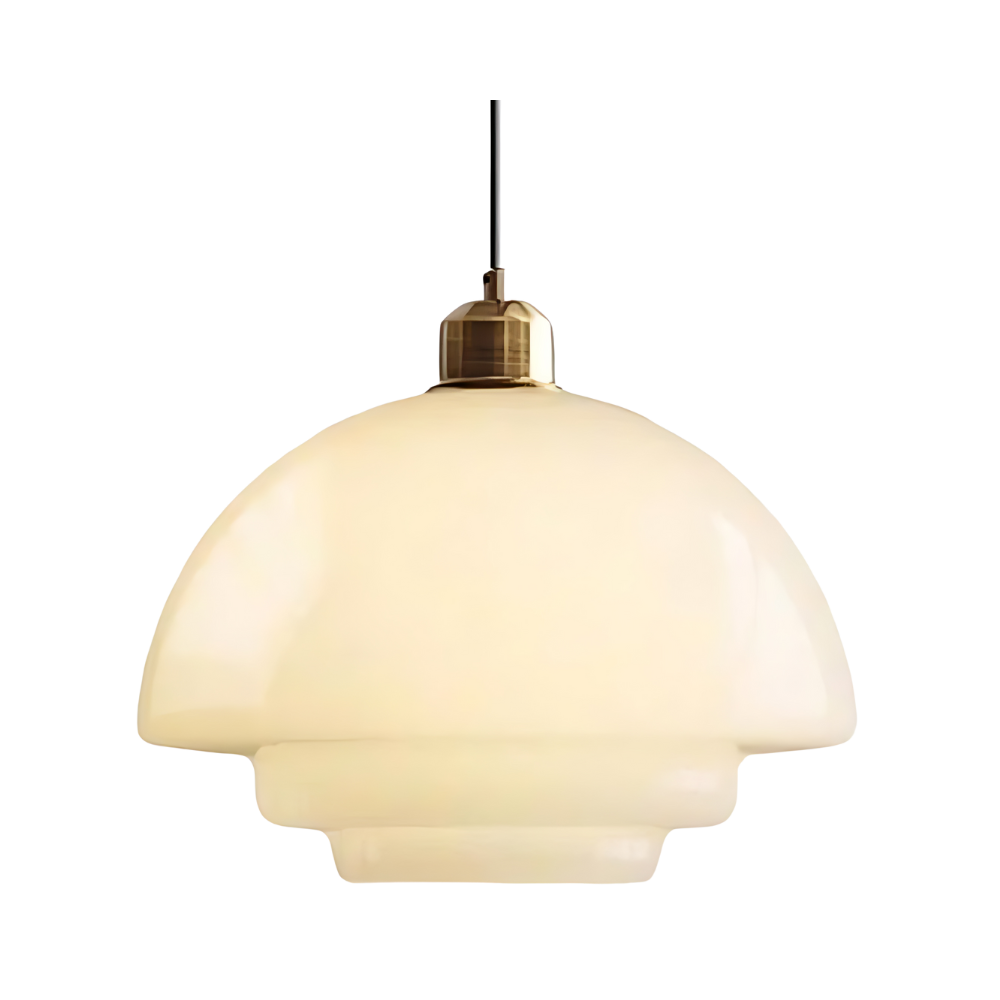 Art Deco Brass Dome Shade Pendant Light 1-Light