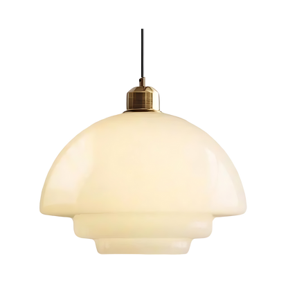 Art Deco Brass Dome Shade Pendant Light 1-Light