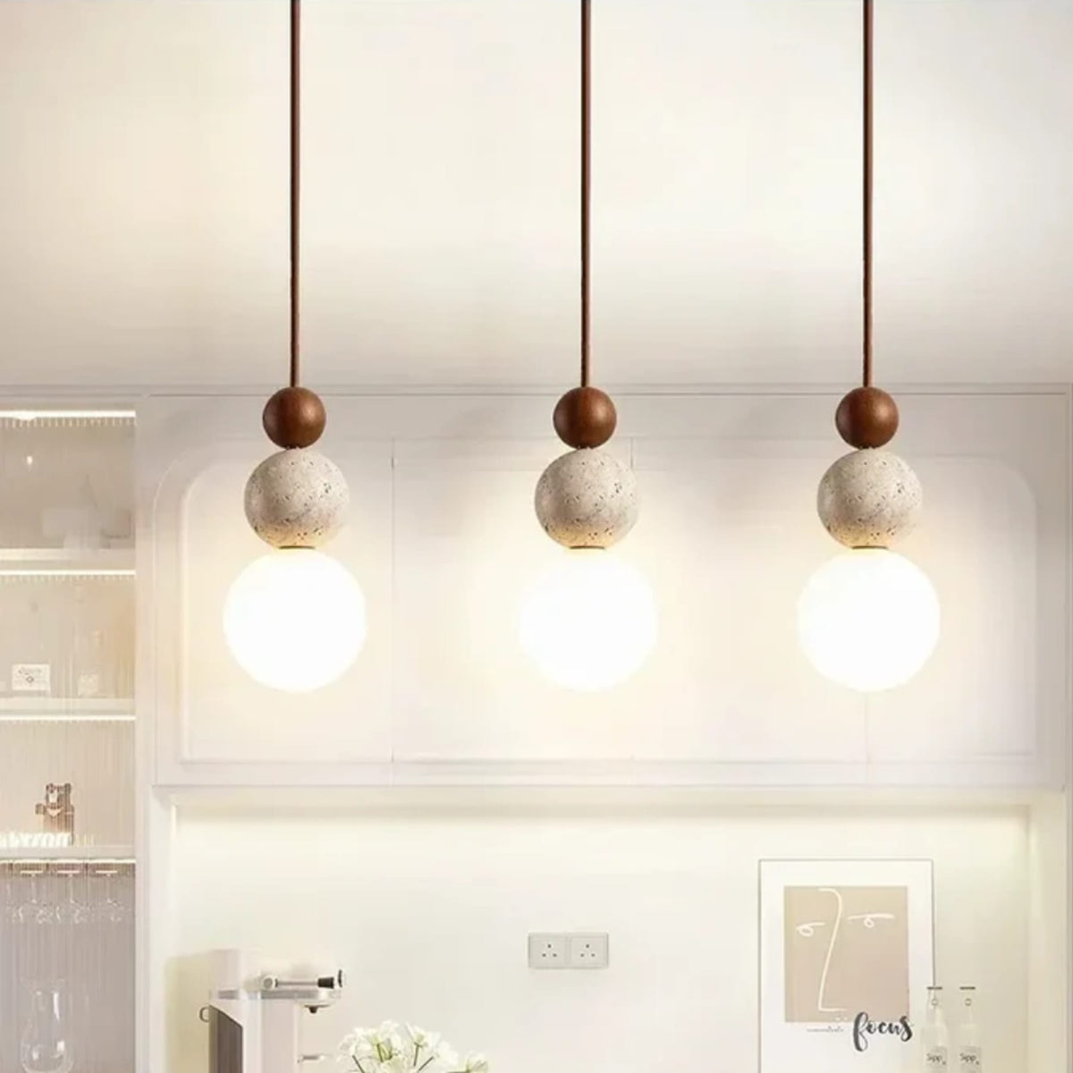 Minimalist Travertine Pendant Light 1-Light