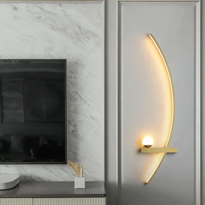 Contemporary Brass Arc LED Wall Sconce 2-Lights