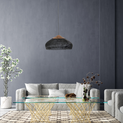 Bohemian Rattan Woven Dome Pendant Light 1-Light