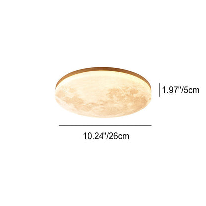 Scandinavian Wood & Pvc Round LED Flush Mount Ceiling Light 1-light