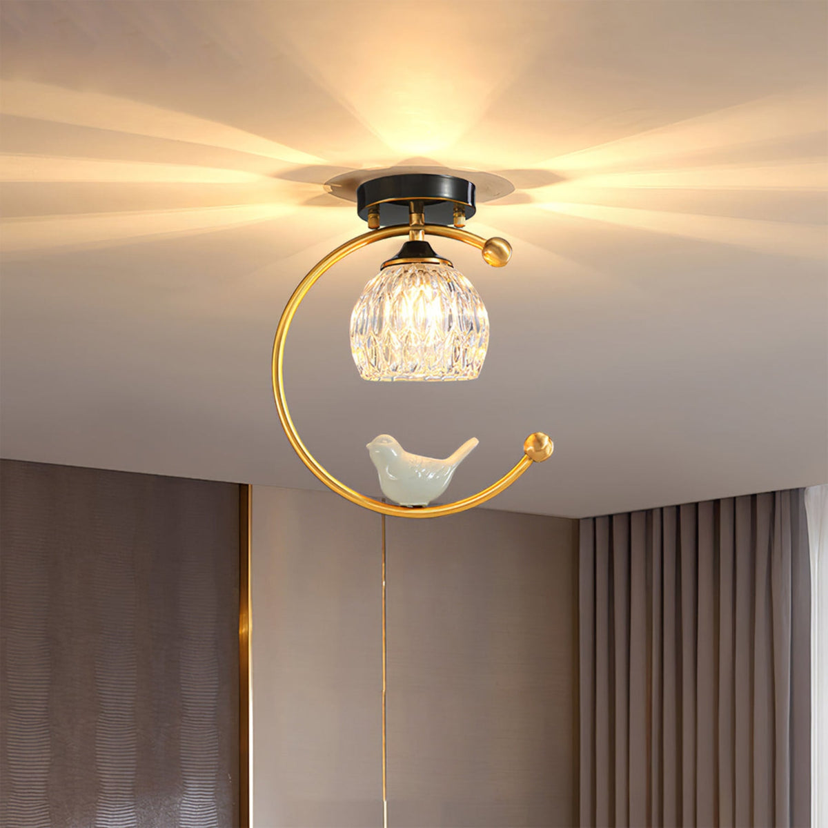Modern Brass Solid Flush Ceiling Light 1-Light