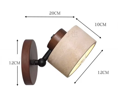 Minimalist Travertine Wood Cylinder Wall Sconce LED 1-light