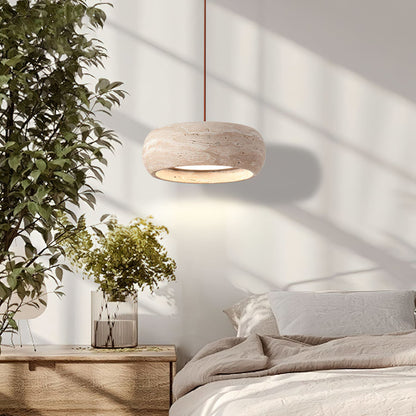 Modern Travertine Dimmable Remote Pendant Light