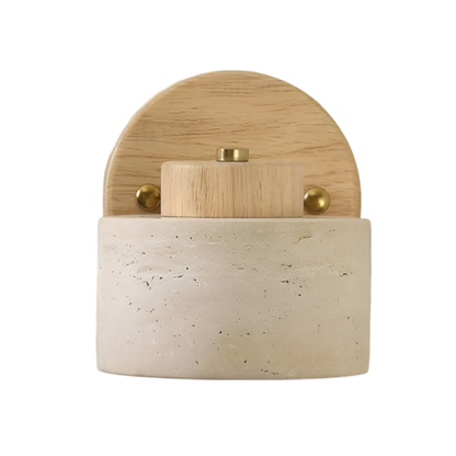 Minimalist Travertine Wood Cylinder Wall Sconce LED 1-light