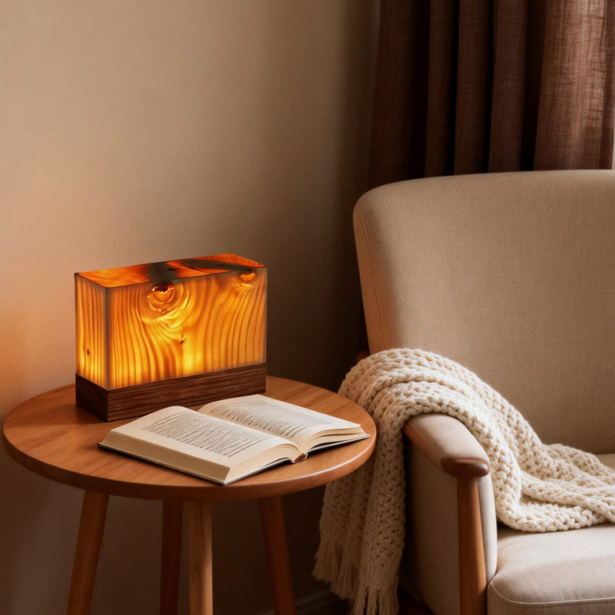 Modern Wood Rechargeable Battery Table Lamp 1-Light