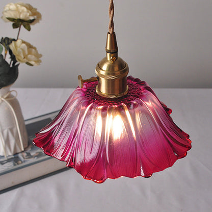 Retro Glass Fluted Shade Pendant Light 1-Light