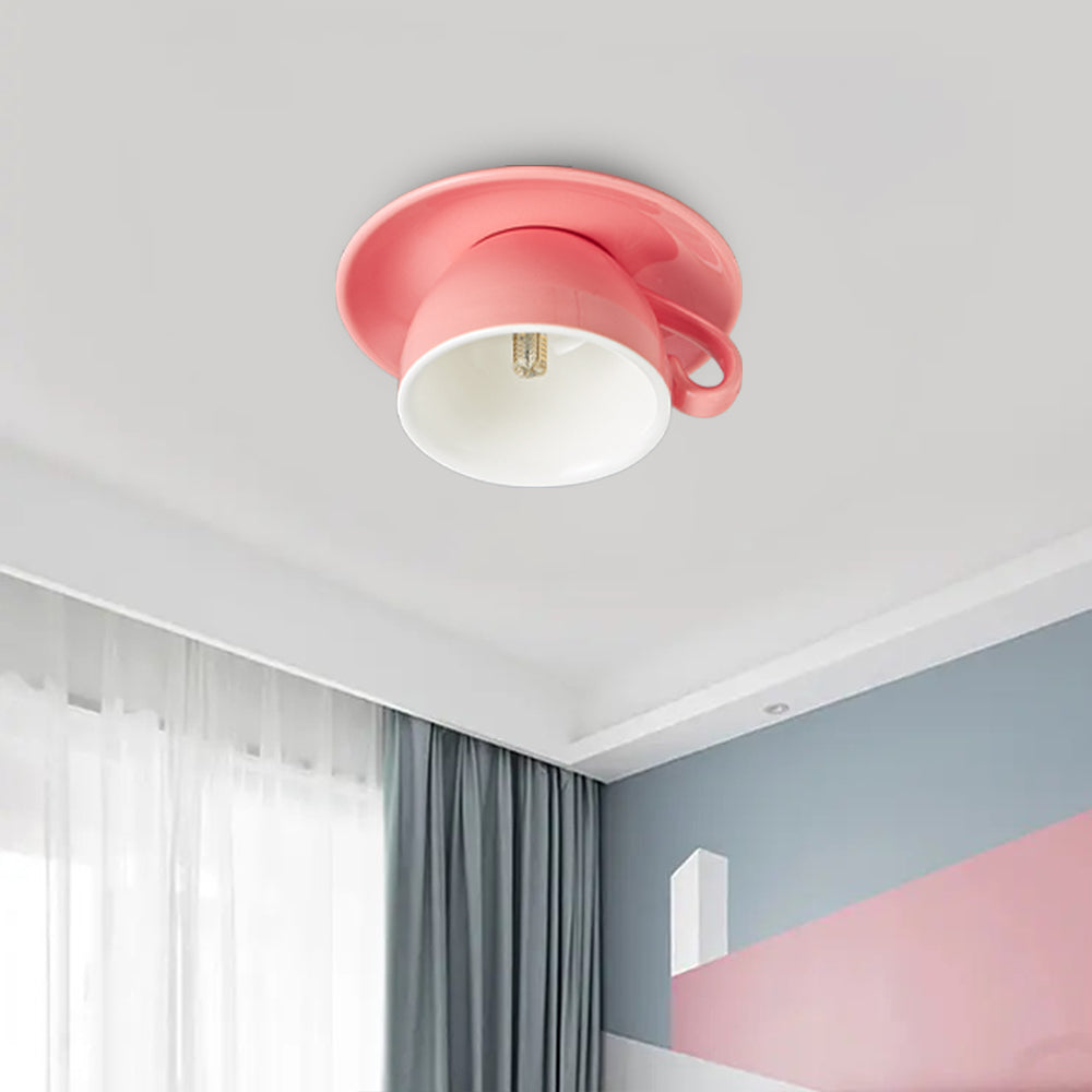 Modern Ceramic Semi-Flush Ceiling Light 1-Light