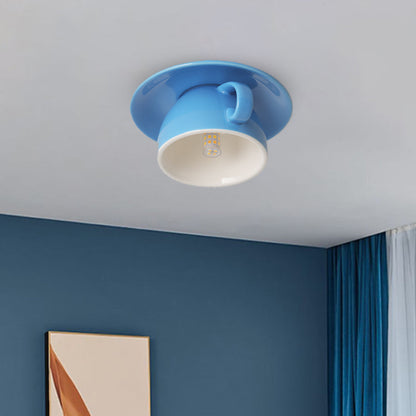 Modern Ceramic Semi-Flush Ceiling Light 1-Light
