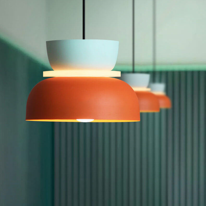 Scandinavian Zinc Alloy Dual-tone Dome Pendant Light LED 1-light