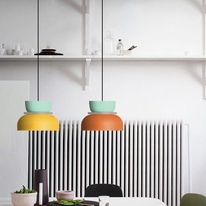 Scandinavian Zinc Alloy Dual-tone Dome Pendant Light LED 1-light