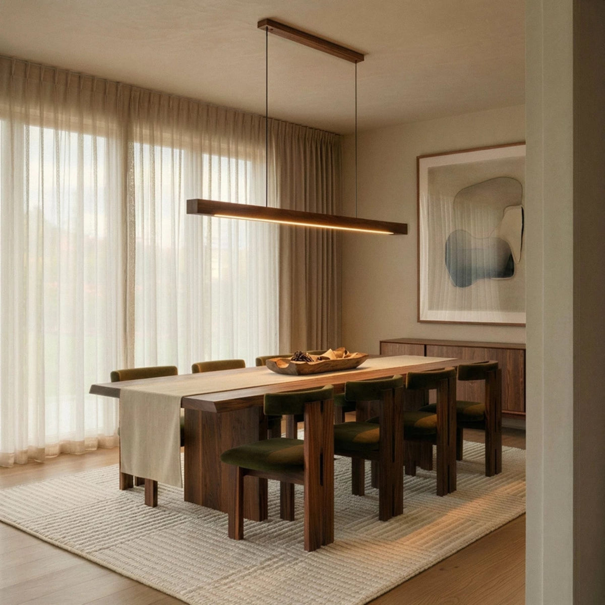 Minimalist Wood Daylight Pendant Light 1-Light