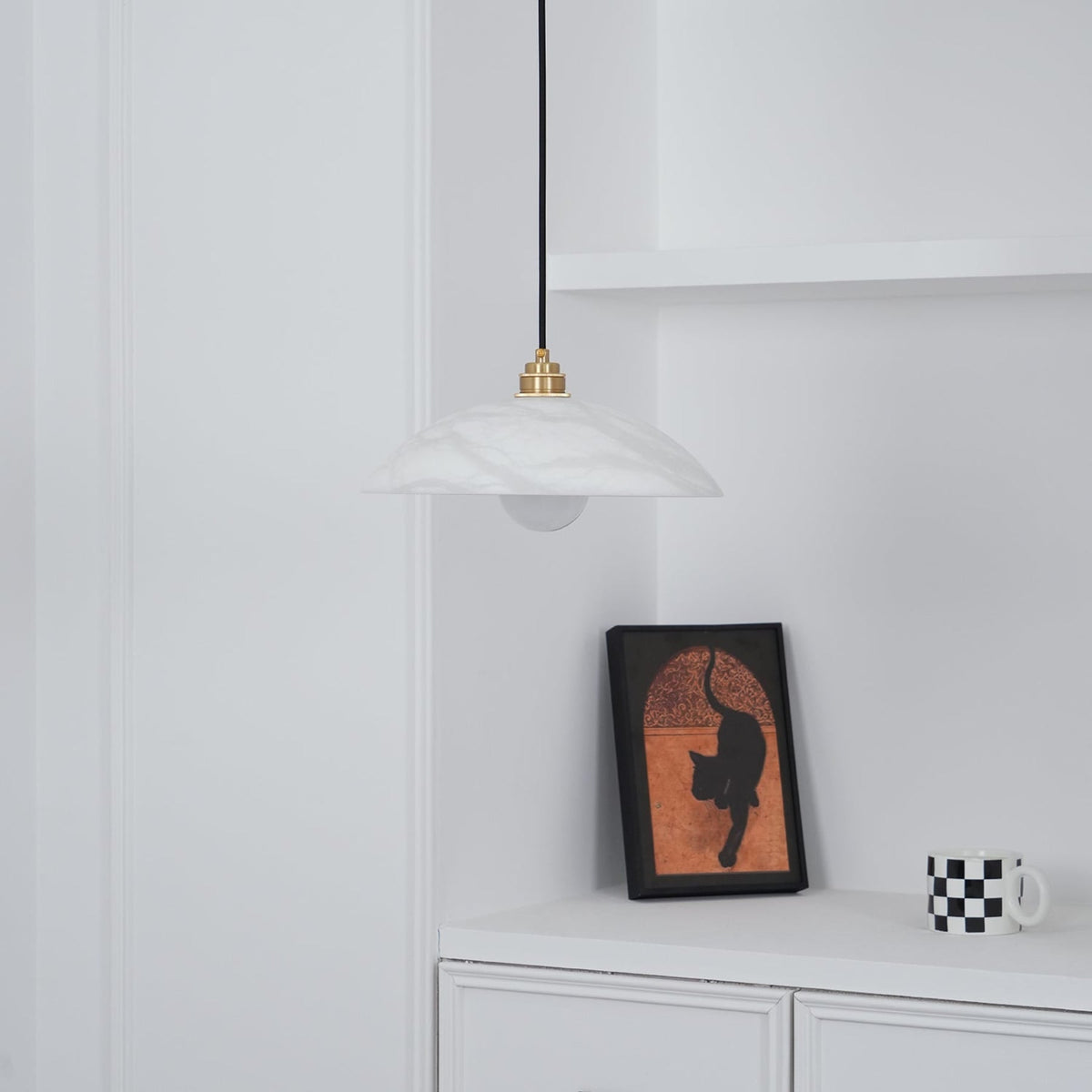 Modern Marble Copper Pendant Light 1-Light