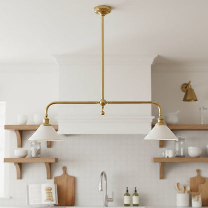 Modern Brass Ceramic Shades Pendant Light 2-Light
