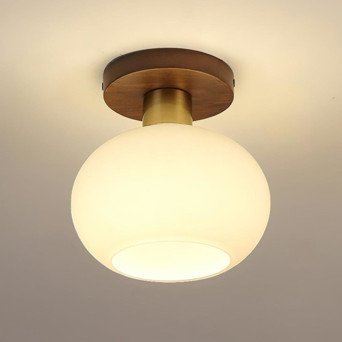 Modern Wood Solid Semi-Flush Ceiling Light 1-Light