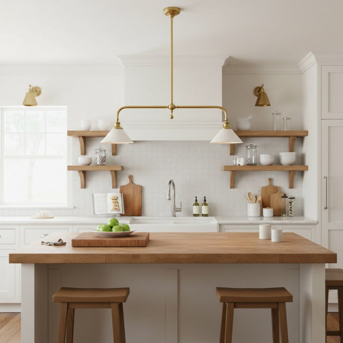 Modern Brass Ceramic Shades Pendant Light 2-Light