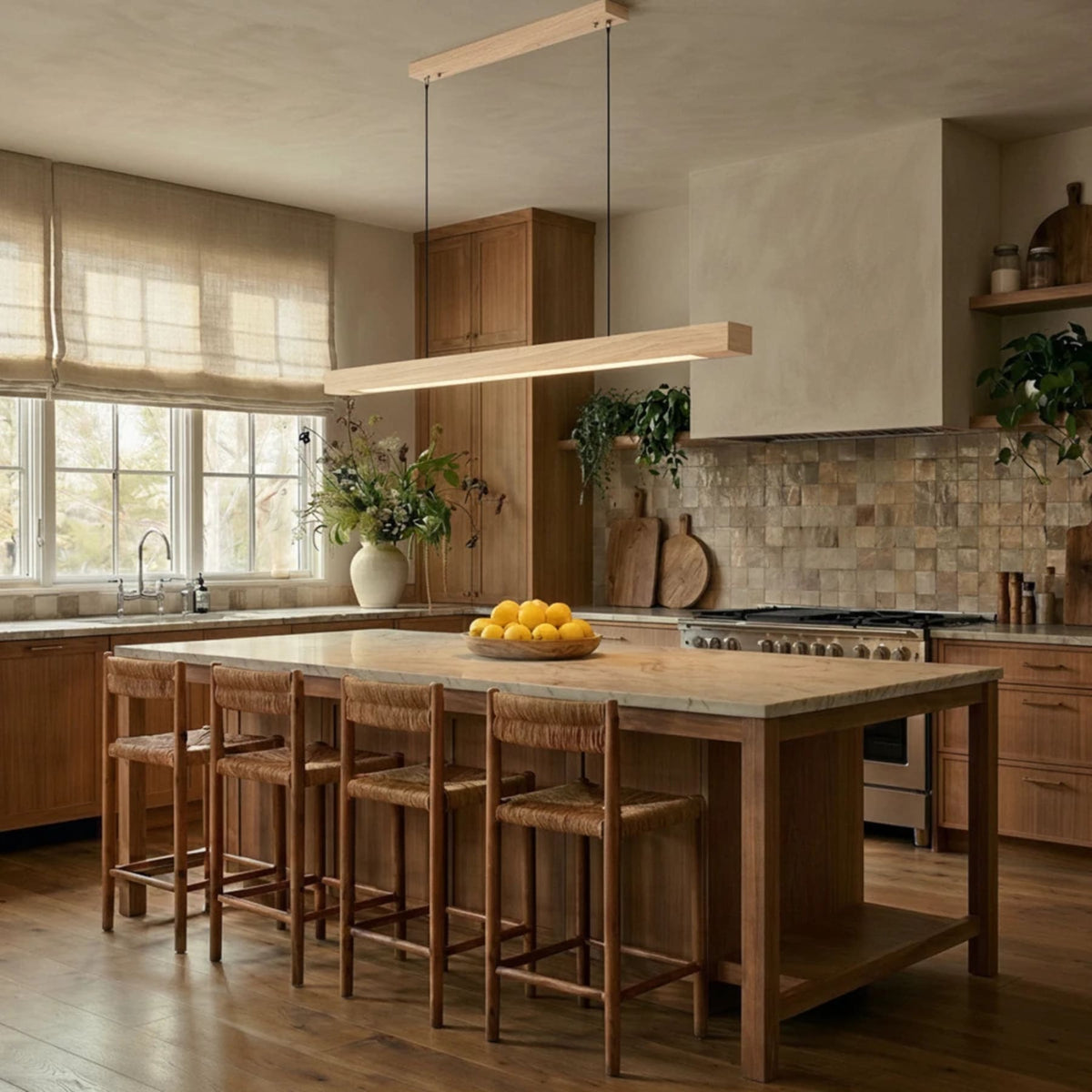 Minimalist Wood Daylight Pendant Light 1-Light