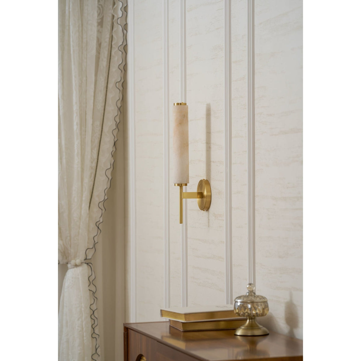Modern Metal Faux Alabaster Wall Light
