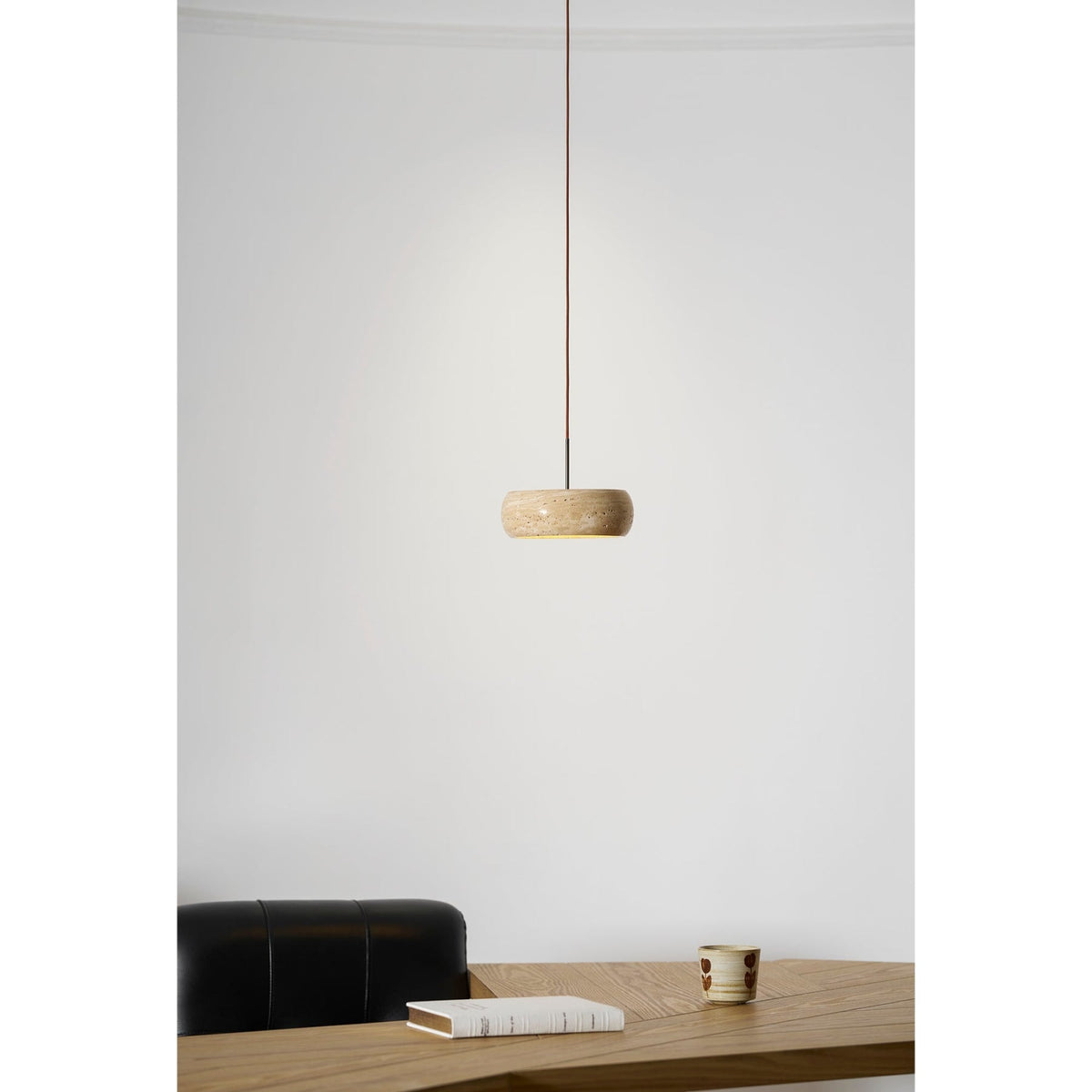 Modern Travertine Dimmable Remote Pendant Light