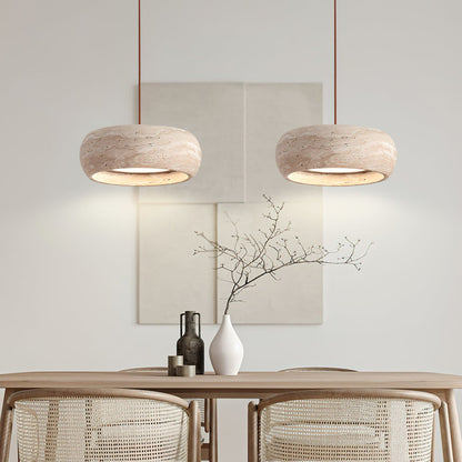 Modern Travertine Dimmable Remote Pendant Light