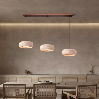Modern Travertine Dimmable Remote Pendant Light