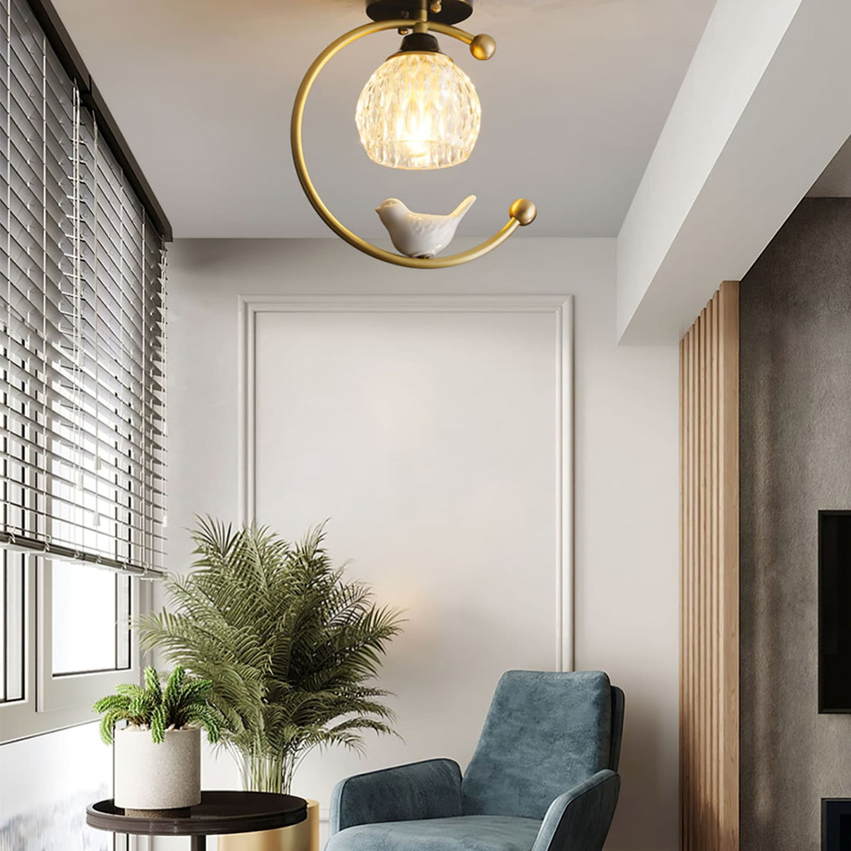 Modern Brass Solid Flush Ceiling Light 1-Light
