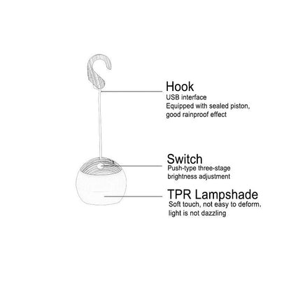 Portable USB Rechargeable LED Camping Tent Hanging 1-Light