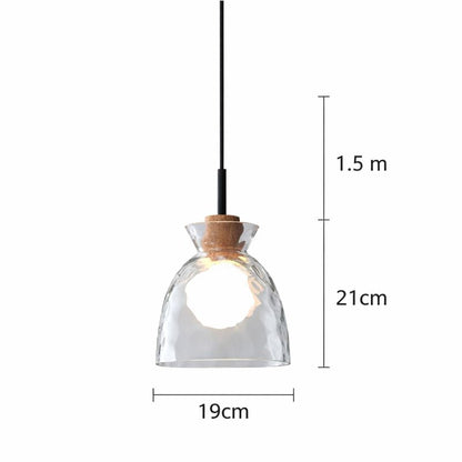 Nordic Rippled Glass and Wood LED Pendant Light | 1-Light
