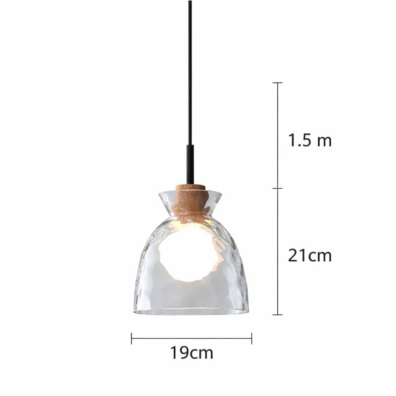 Nordic Rippled Glass and Wood LED Pendant Light | 1-Light