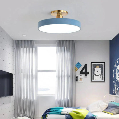 Contemporary Brass Round LED Ceiling Light 1-Light