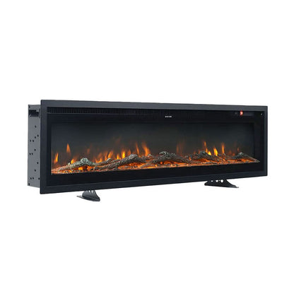 Slim Wall Mounted Electric Fireplace 40/50/60 Inch – 12 Flame Colours, Thermostat & Remote Control