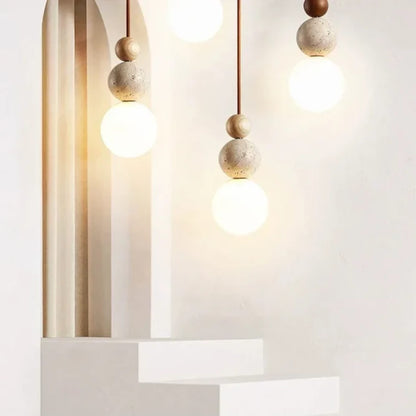 Minimalist Travertine Pendant Light 1-Light