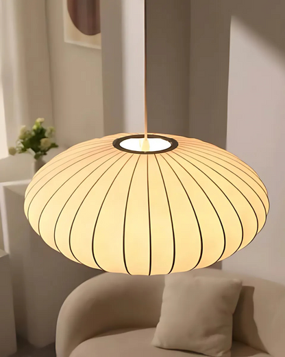 Japandi-Style Fabric Round Pendant 1-Light