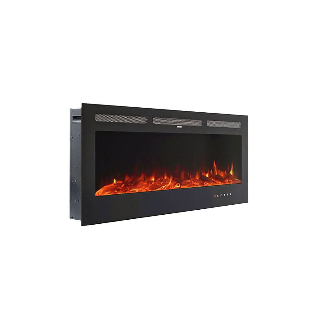 Recessed Media Wall Electric Fireplace 40/50/60/70/80 Inch – 12 Flame Colours & Remote Control 5120 BTU/h