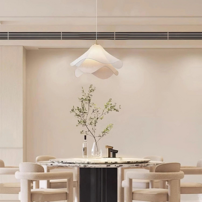 Japandi Fabric Wavy Shade Pendant Light 1-Light