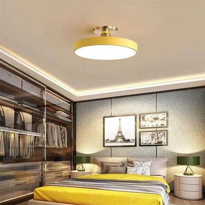 Contemporary Brass Round LED Ceiling Light 1-Light