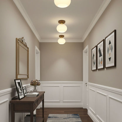 Modern Wood Solid Semi-Flush Ceiling Light 1-Light