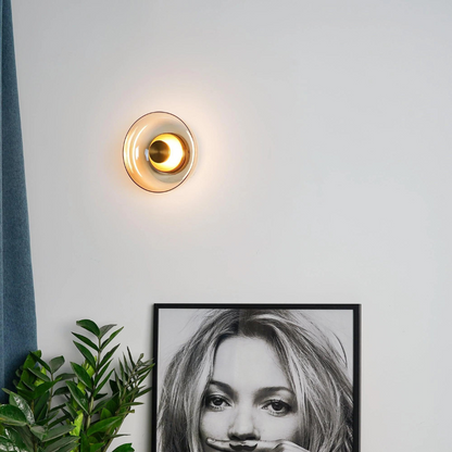 Minimal Brass & Glass Round Wall Sconce LED 1-Light