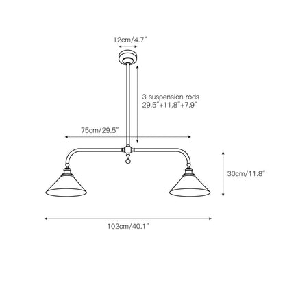 Modern Brass Ceramic Shades Pendant Light 2-Light