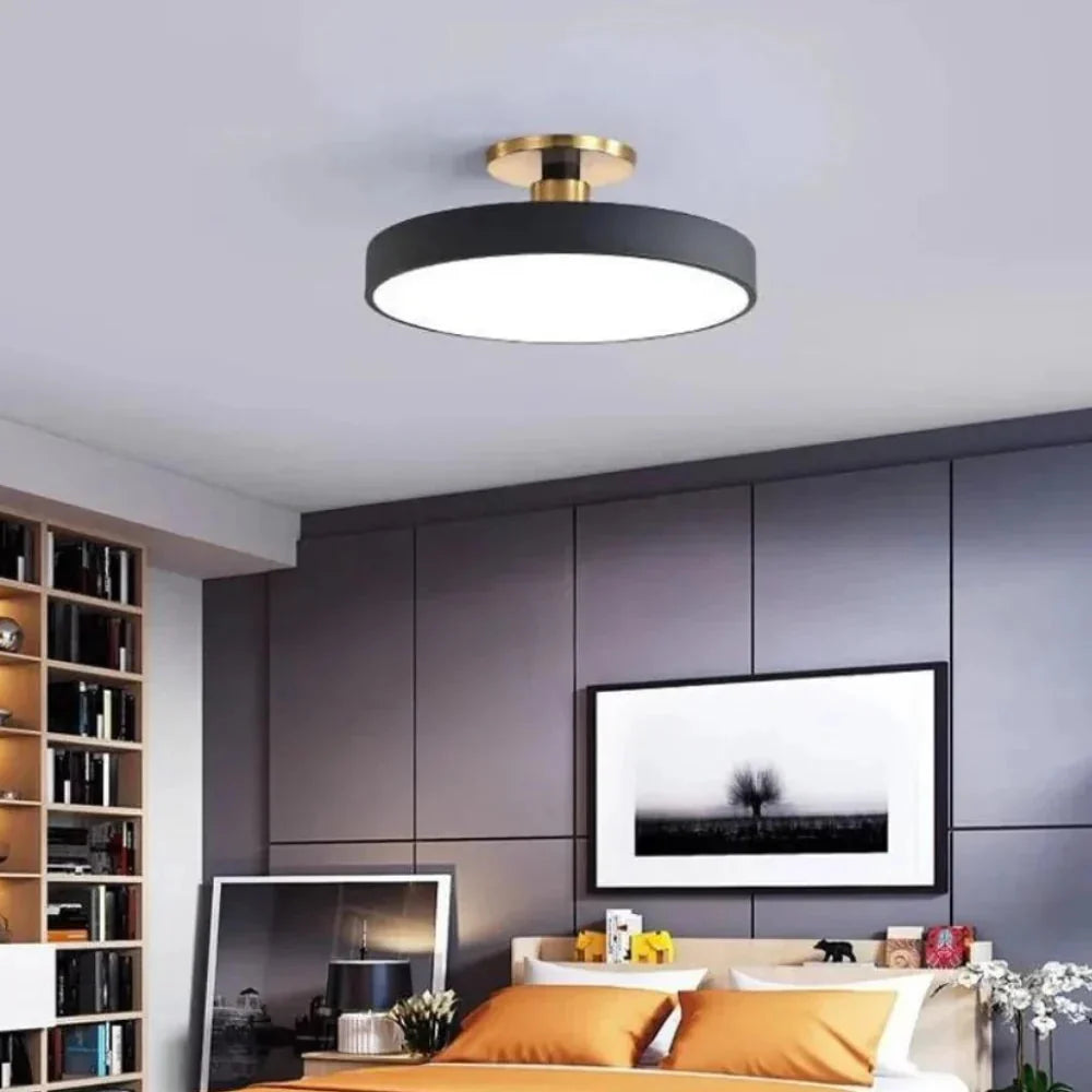 Contemporary Brass Round LED Ceiling Light 1-Light