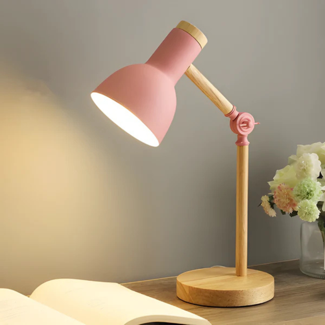 Contemporary Wooden and Metal Adjustable LED Table Lamp 1-Light