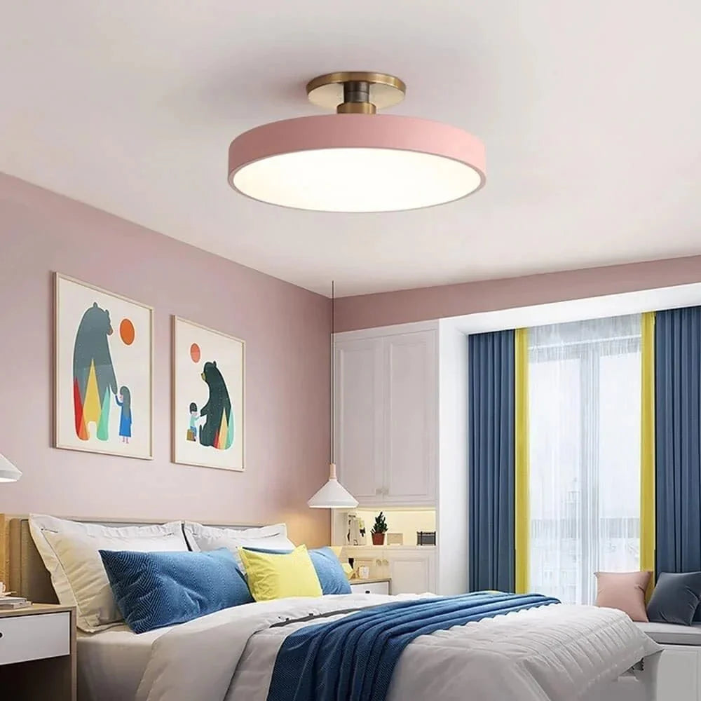 Contemporary Brass Round LED Ceiling Light 1-Light