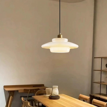 Art Deco Brass Dome Shade Pendant Light 1-Light