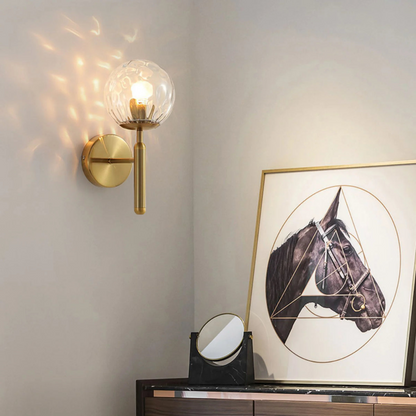 Scandinavian Brass Glass Globe Wall Sconce LED 1-Light