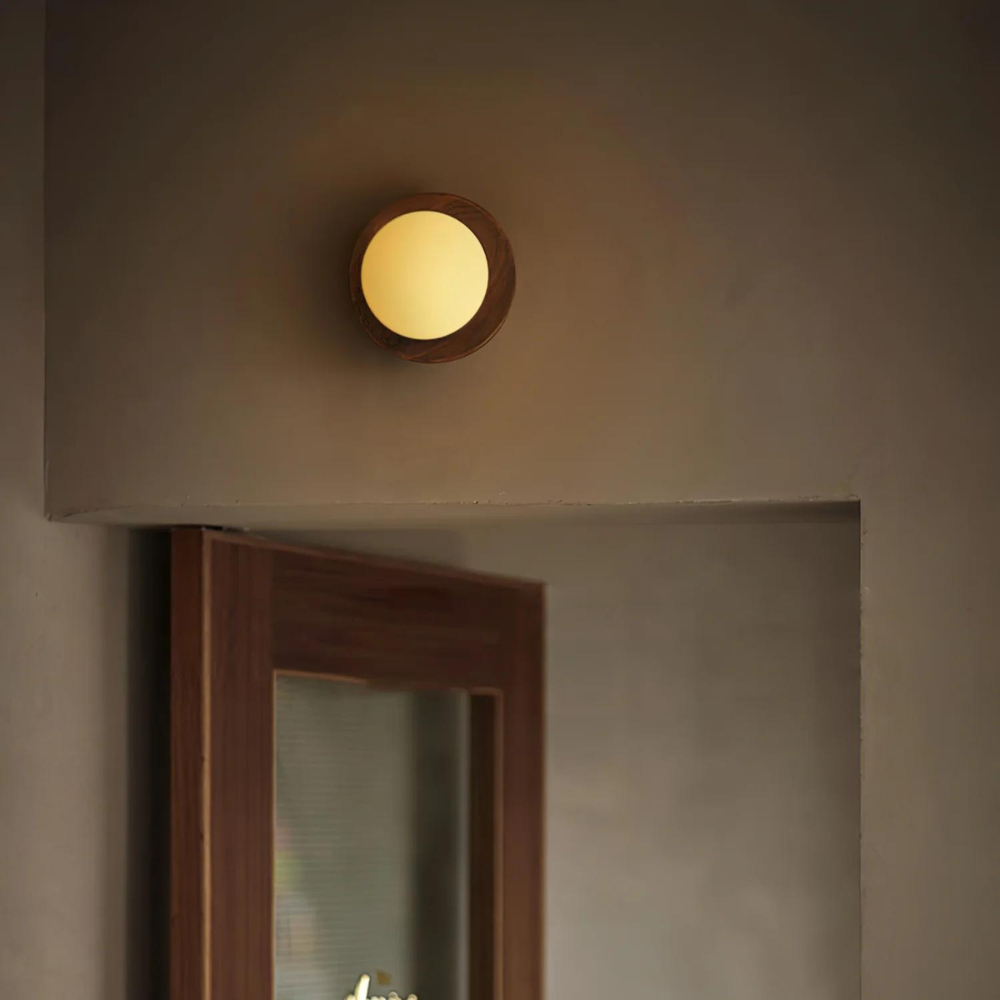 Nordic Wood Globe Shade Wall Light 1-Light