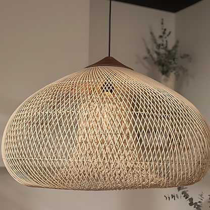 Contemporary Rattan Woven Dome Pendant Light 1-Light